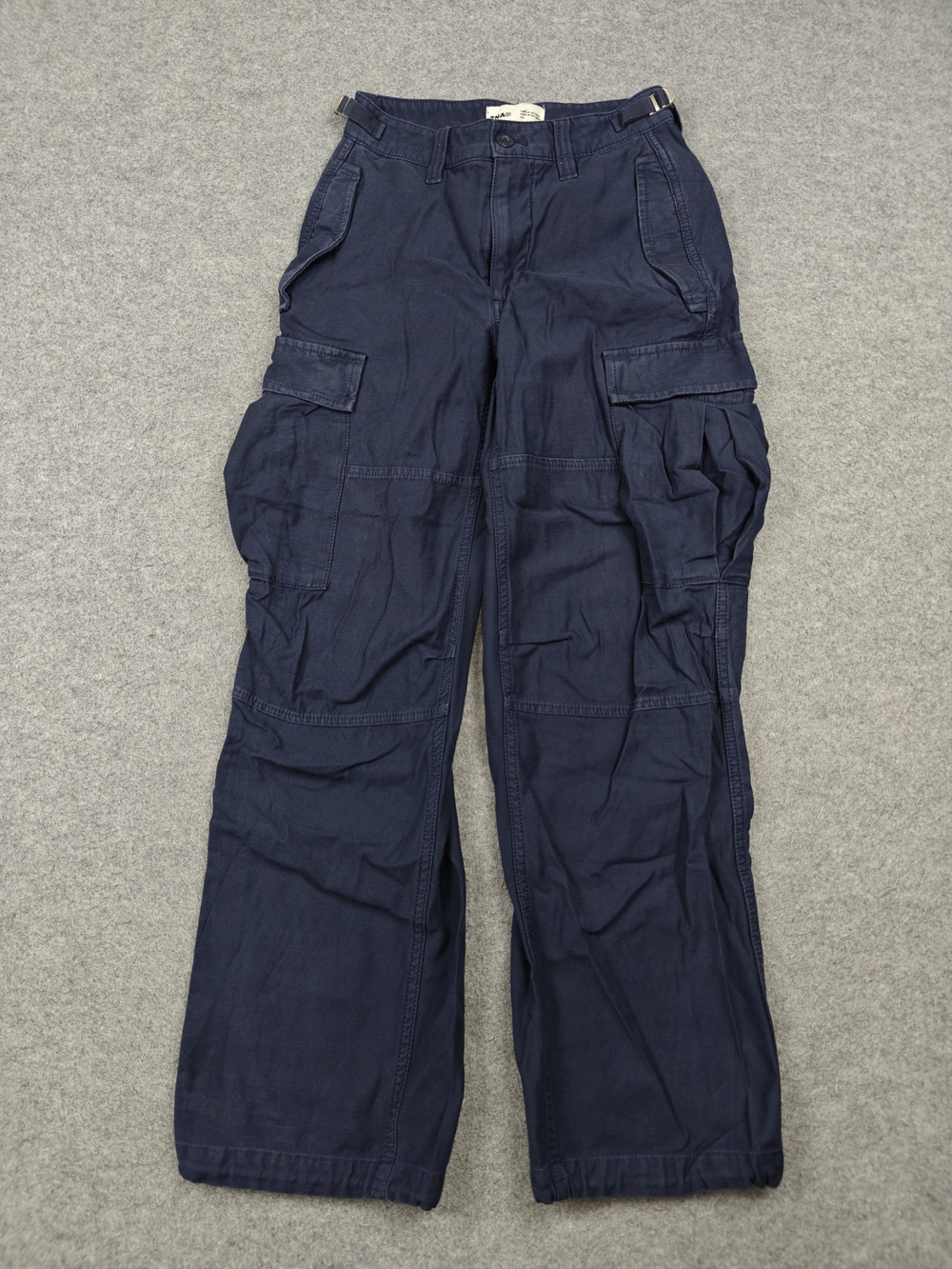 TNA Pants Womens 00 Blue Cargo Twill Relaxed Adjustable Waist 24x28 Pockets